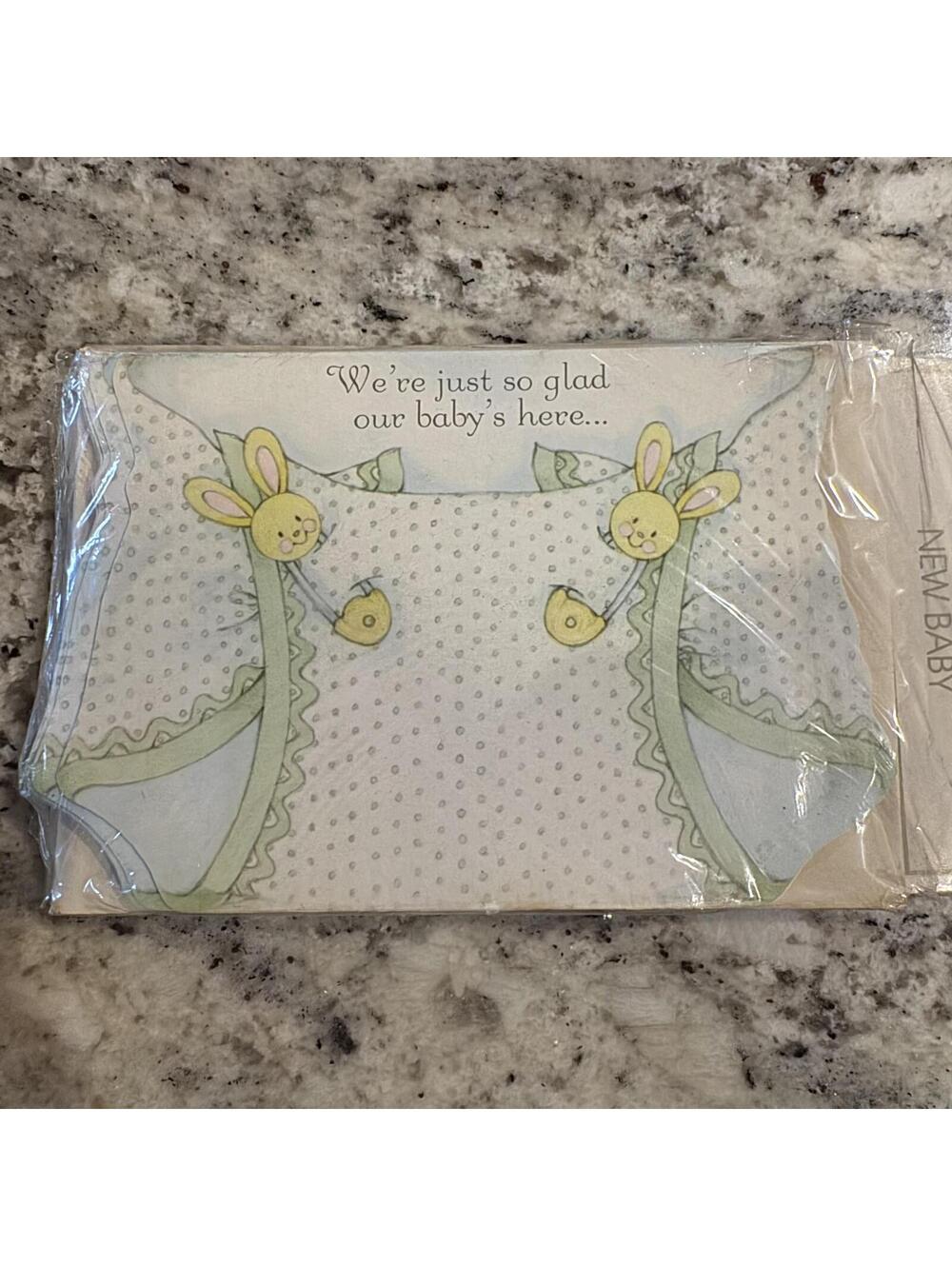 Vintage Hallmark Baby Announcements Diaper Die Cut Retro 24 Cards MCM 70s Sealed